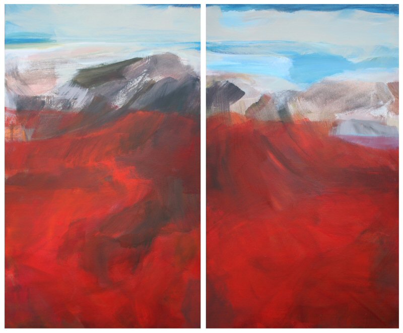 19. Kein Wanderer im Gebirge, 2020, 100 x 120, Acryl - Baumwolle, Duo