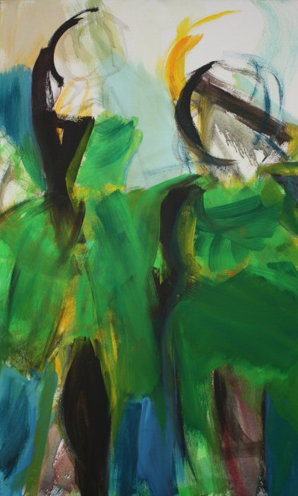 27. Tanz im grünen Kleid, 2020, 100 x 60, Acryl - Baumwolle